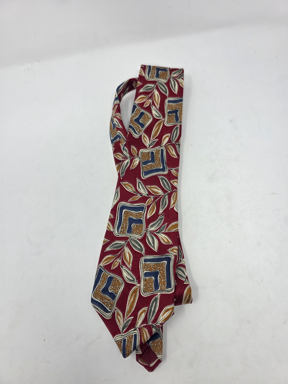 Hardy Amies London Silk Tie Burgundy Floral Geometric Savile Row Necktie